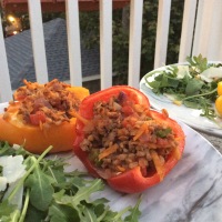 Spicy Sweet Potato and Beef Stuffed Peppers
